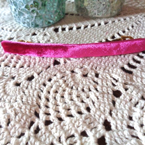 Leif Erikson Velvet Hair Barrette France Luxe Hair Accessory Bright Pink EUC - Picture 2 of 6